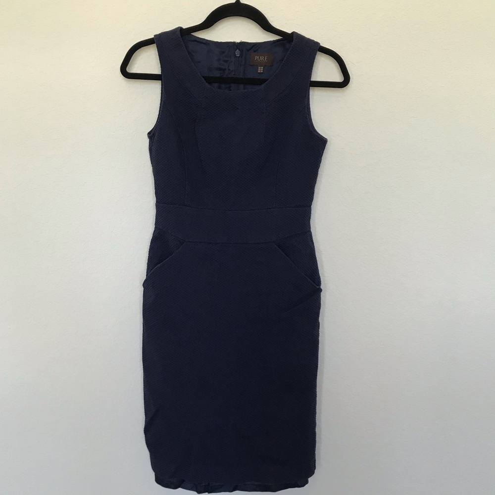 Pure Collection Textured Navy Blue Dress